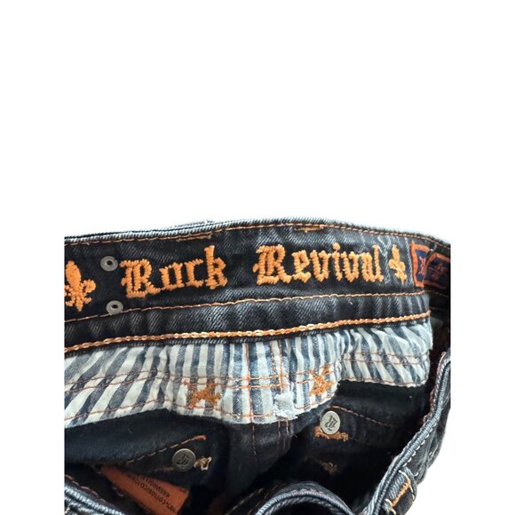 Rock Revival Gwen Bootcut Jeans Dark Wash Size 30 Cotton Blend Contrast Stitchin - Picture 10 of 10